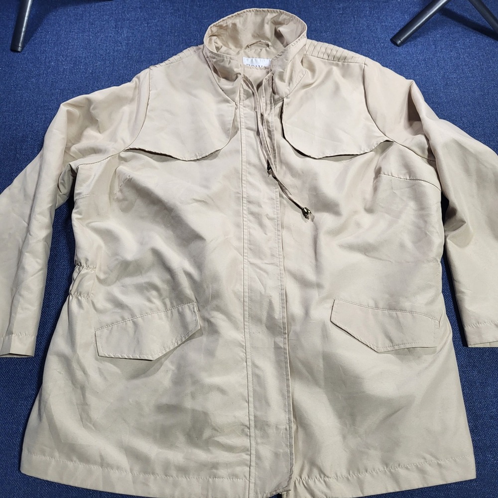 ROAMANS VTG Beige Utility Jacket Pleated Back Vent Water Resistant Plus Size 16W